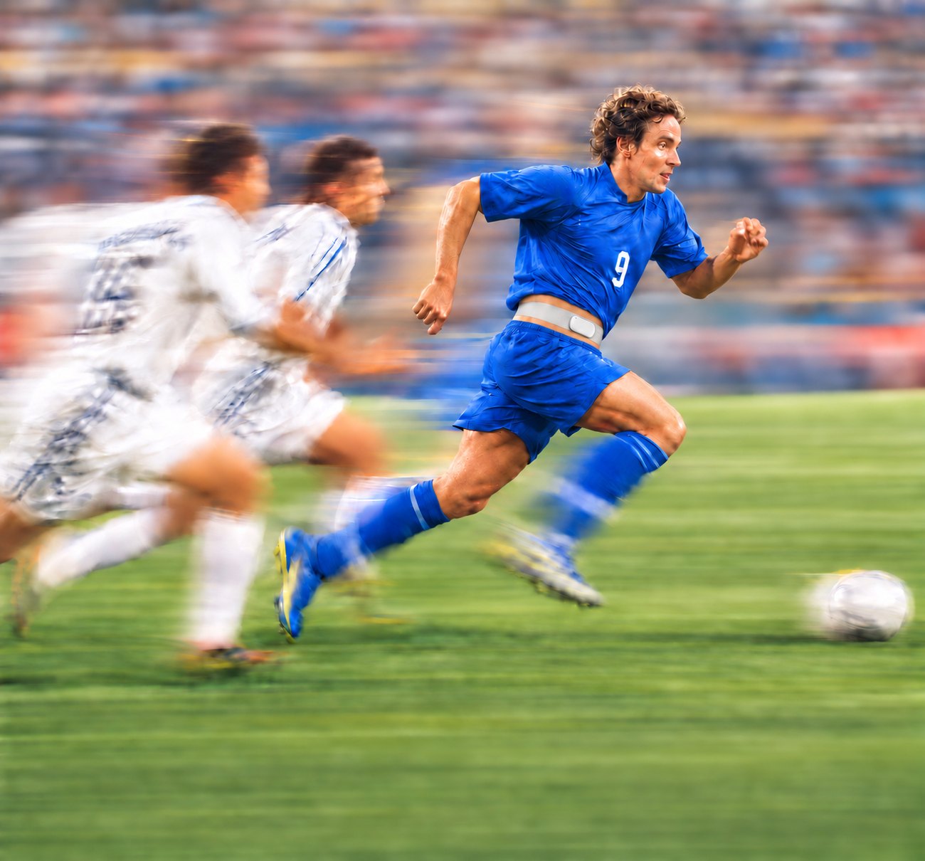 An athlete at full sprint